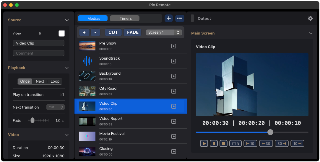 Pix Remote client interface